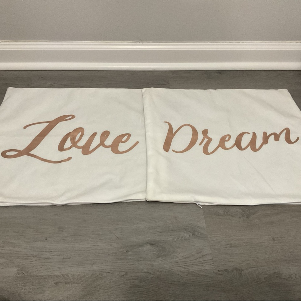 Amazon White and Brown Script Pillow Covers
